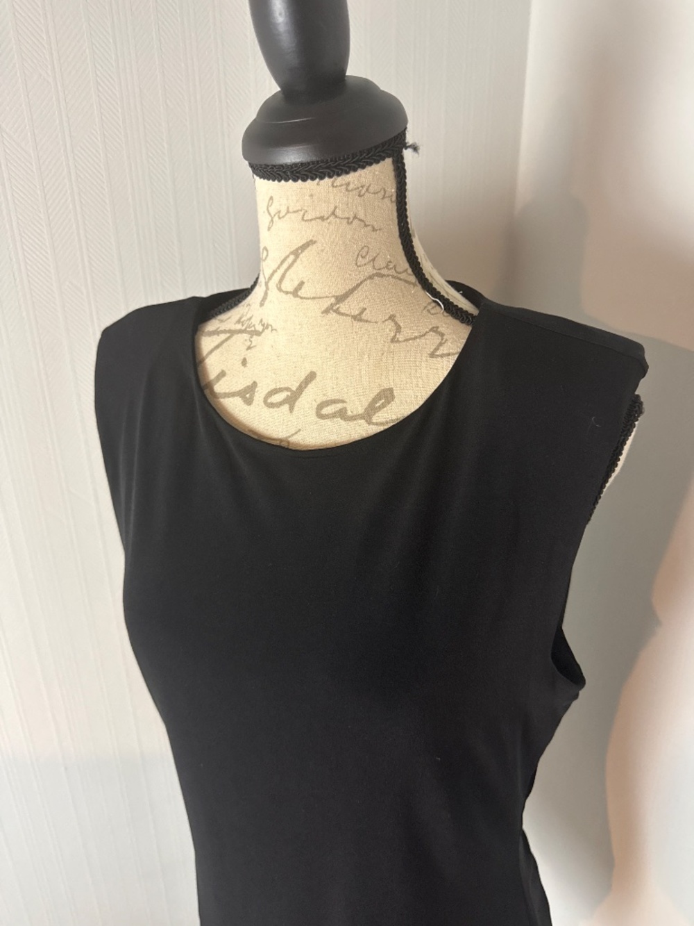 DKNY Black Top Blouse Two Layer with Shoulder Pads size Large - Picture 2 of 7